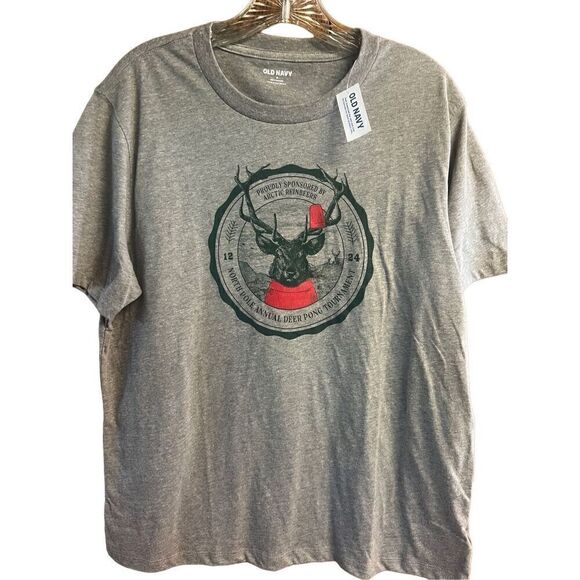 Old Navy Unisex  Soft Graphic Tee Deer Pong Tee Sz M NWT - Picture 1 of 6